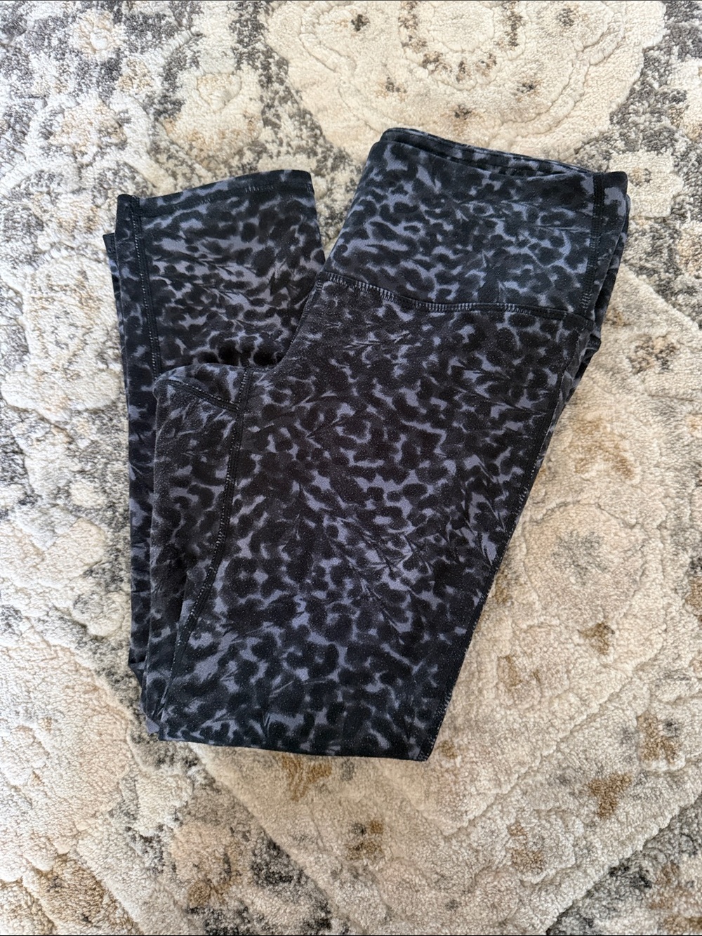 Athleta Black and Gray Leopard-Print Jeggings